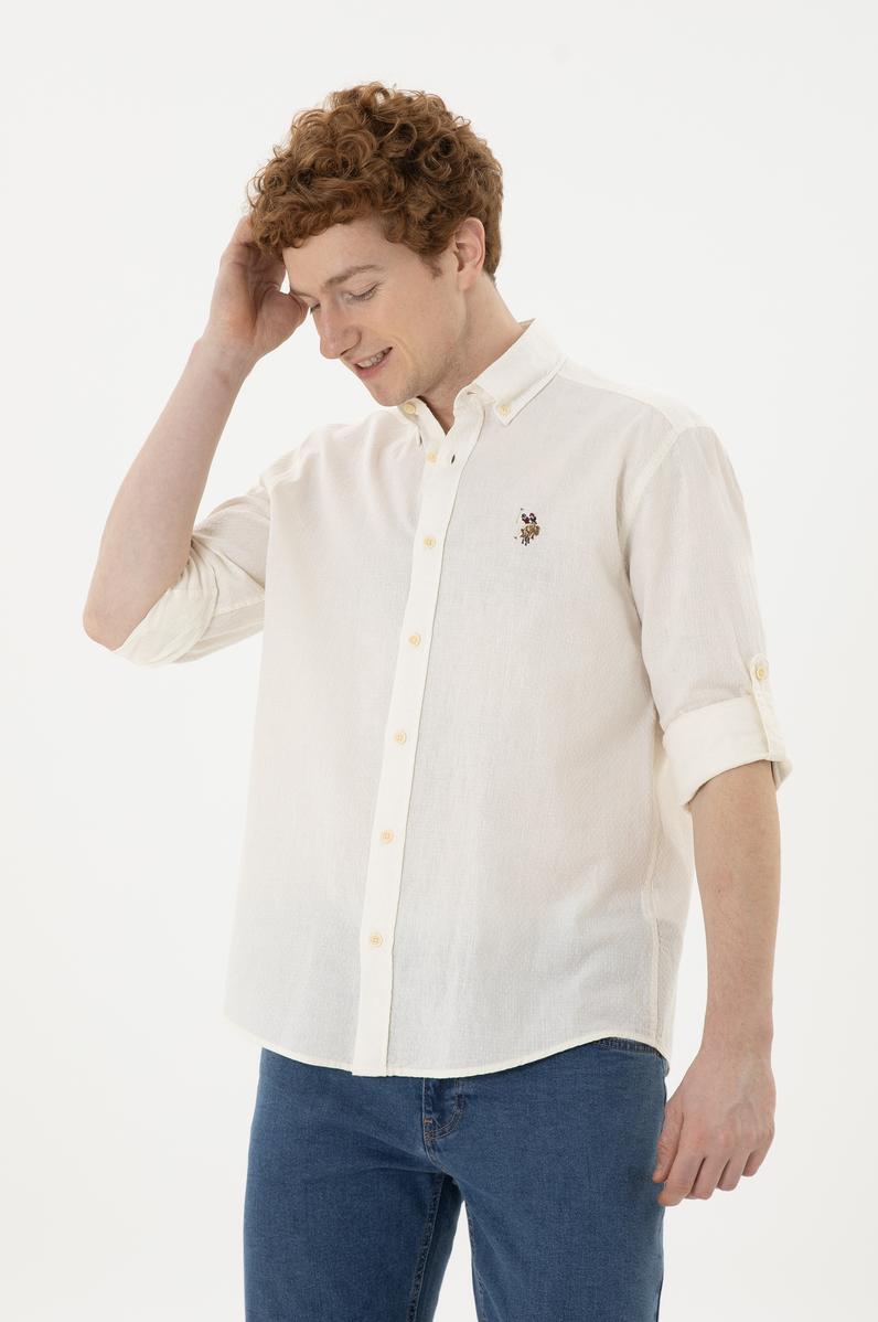 Erkek Krem Uzun Kollu Gömlek