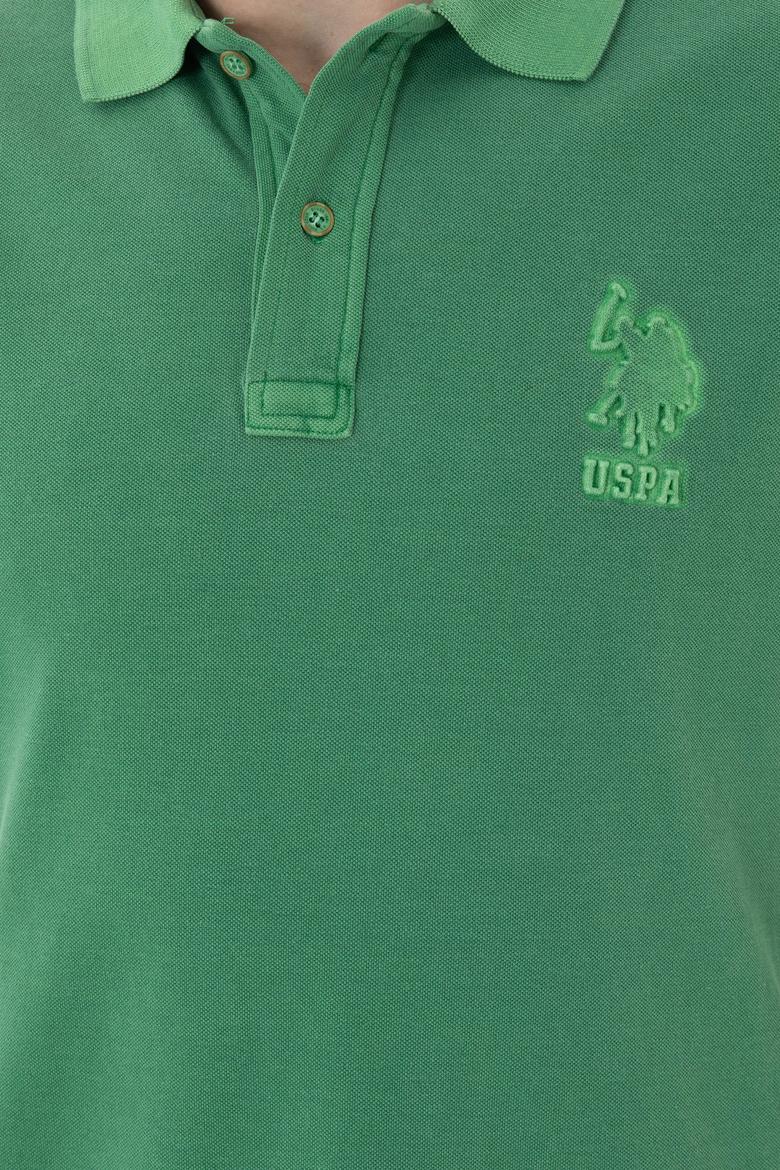 Erkek Slim Fit Polo Yaka Yeşil Basic Tişört - 50263475129