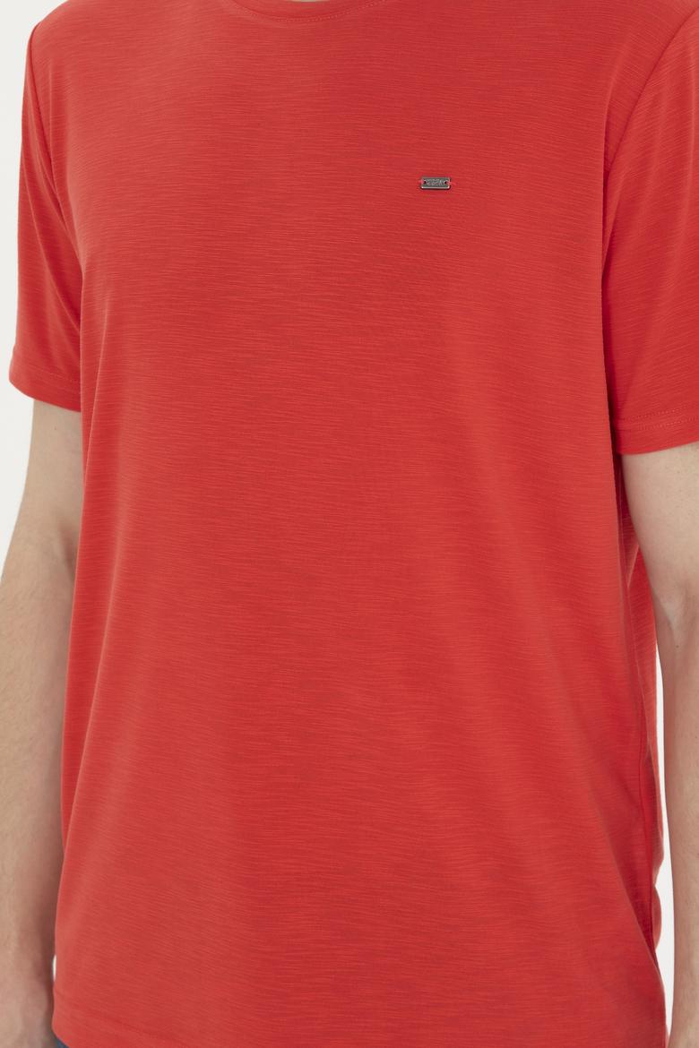 Erkek Regular Fit Bisiklet Yaka Kırmızı Basic Tişört - 50285294041