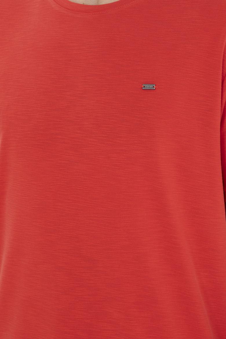 Erkek Regular Fit Bisiklet Yaka Kırmızı Basic Tişört - 50285294041