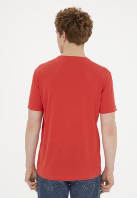 Erkek Regular Fit Bisiklet Yaka Kırmızı Basic Tişört - 50285294041