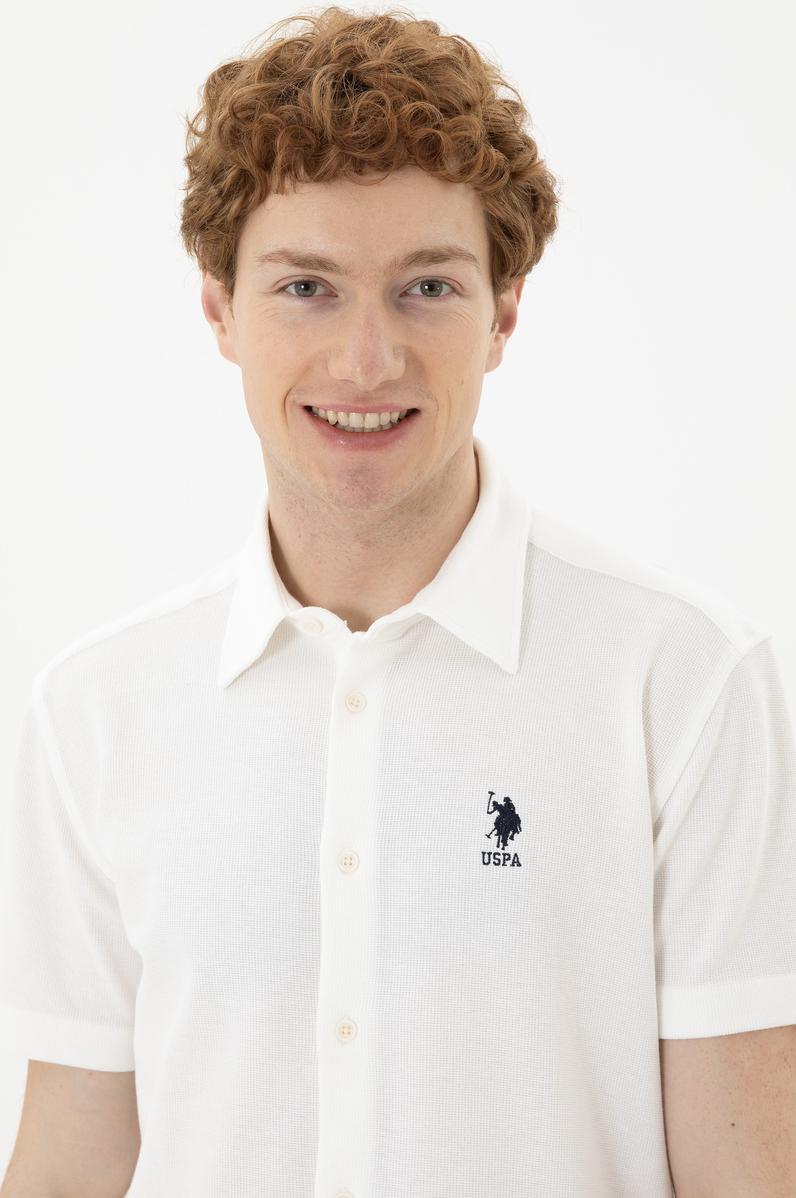 Erkek Ekru Kısa Kollu Gömlek