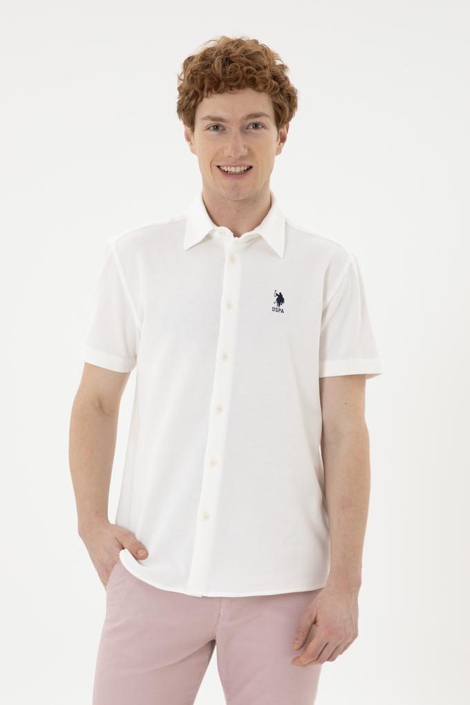 Erkek Ekru Kısa Kollu Gömlek