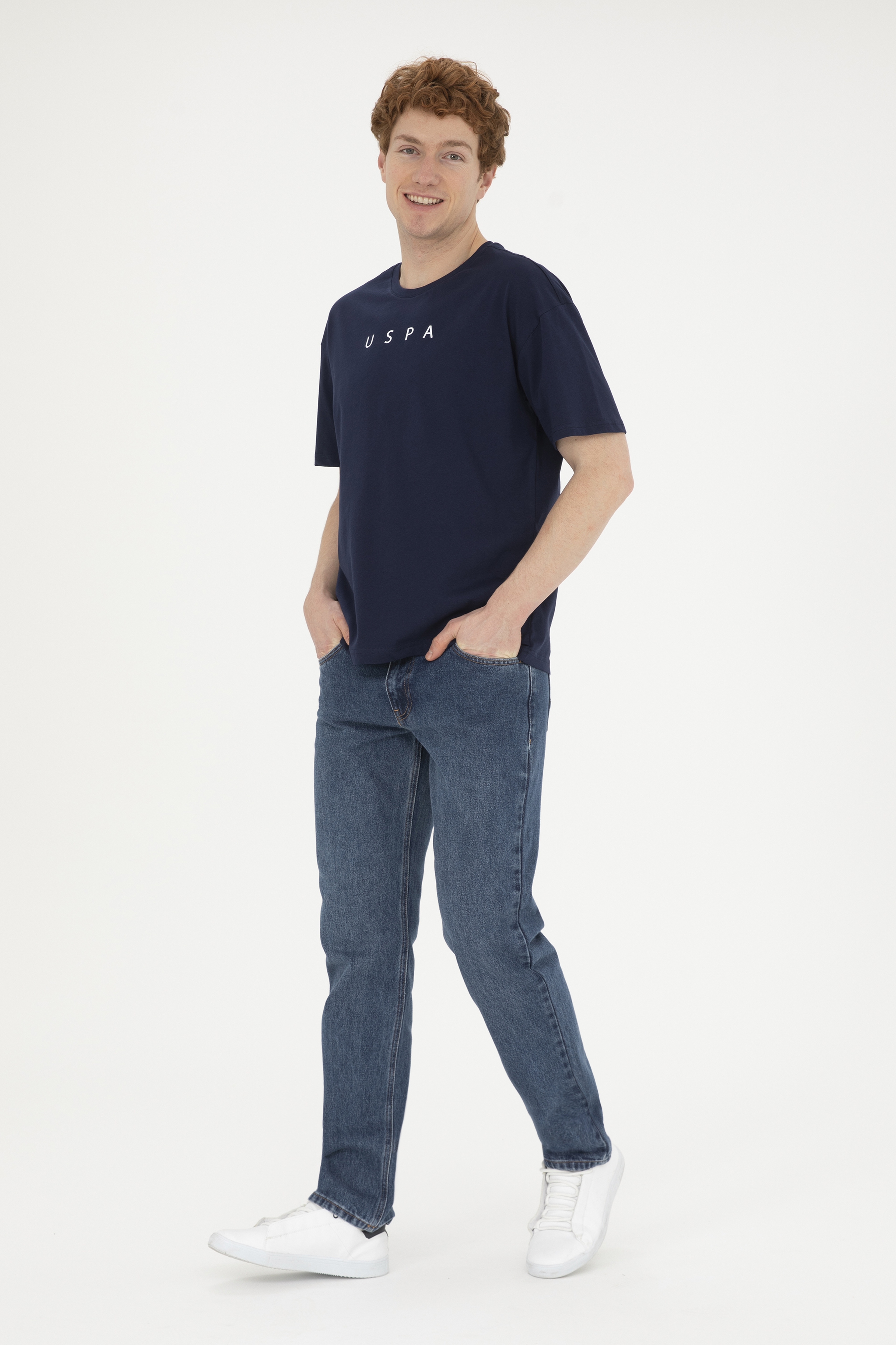Erkek Comfort Fit Bisiklet Yaka Lacivert Tişört - Image 4