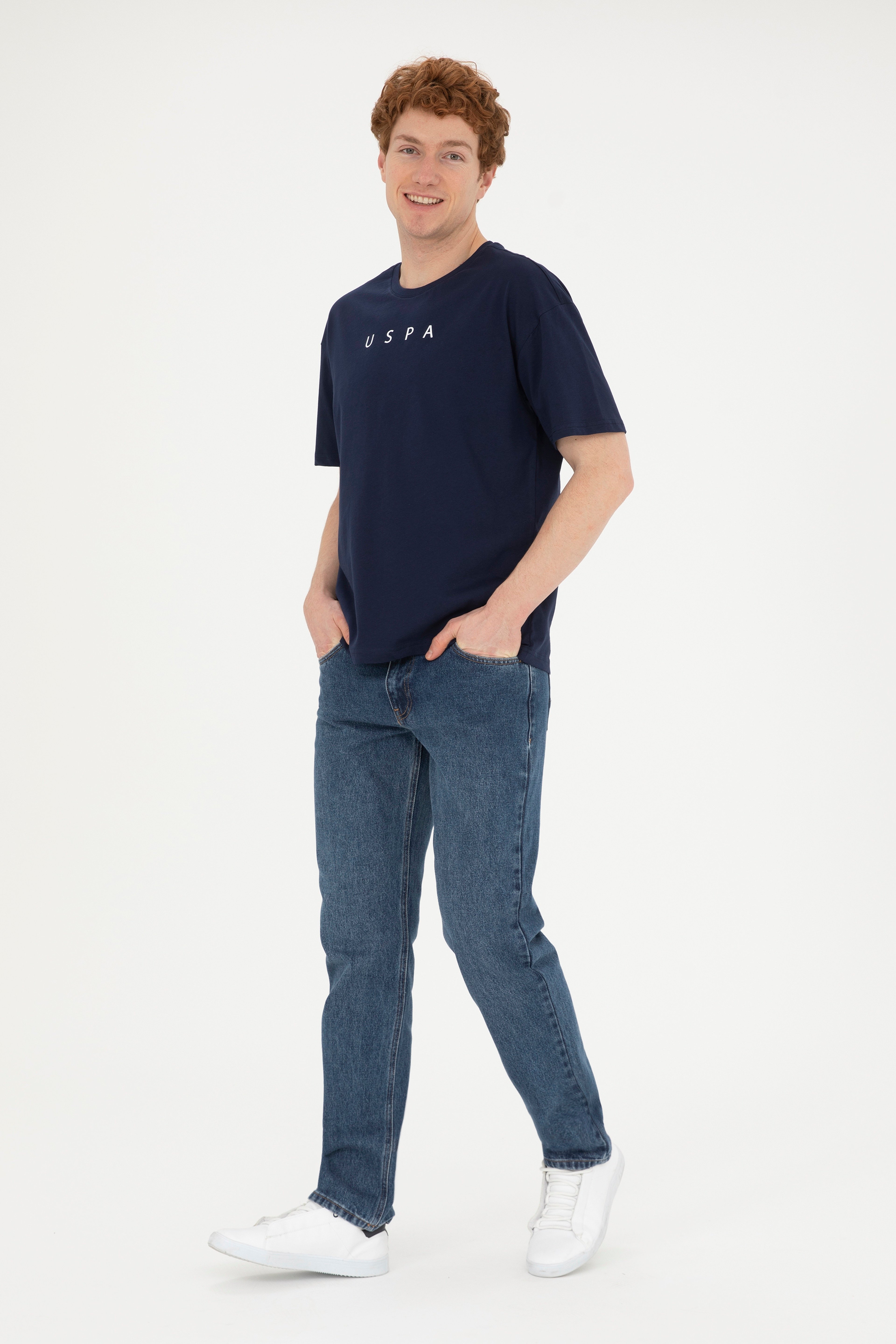 Erkek Comfort Fit Bisiklet Yaka Lacivert Tişört