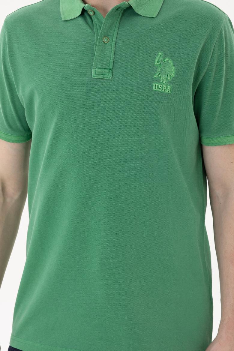Erkek Slim Fit Polo Yaka Yeşil Basic Tişört - 50263475129