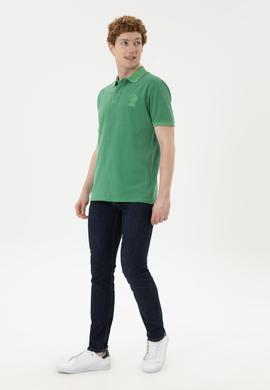 Erkek Slim Fit Polo Yaka Yeşil Basic Tişört - 50263475129