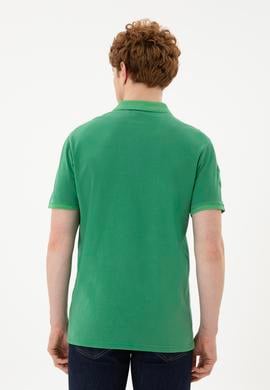 Erkek Slim Fit Polo Yaka Yeşil Basic Tişört - 50263475129