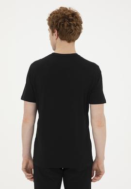 Erkek Regular Fit Bisiklet Yaka Siyah Tişört - 50281841041