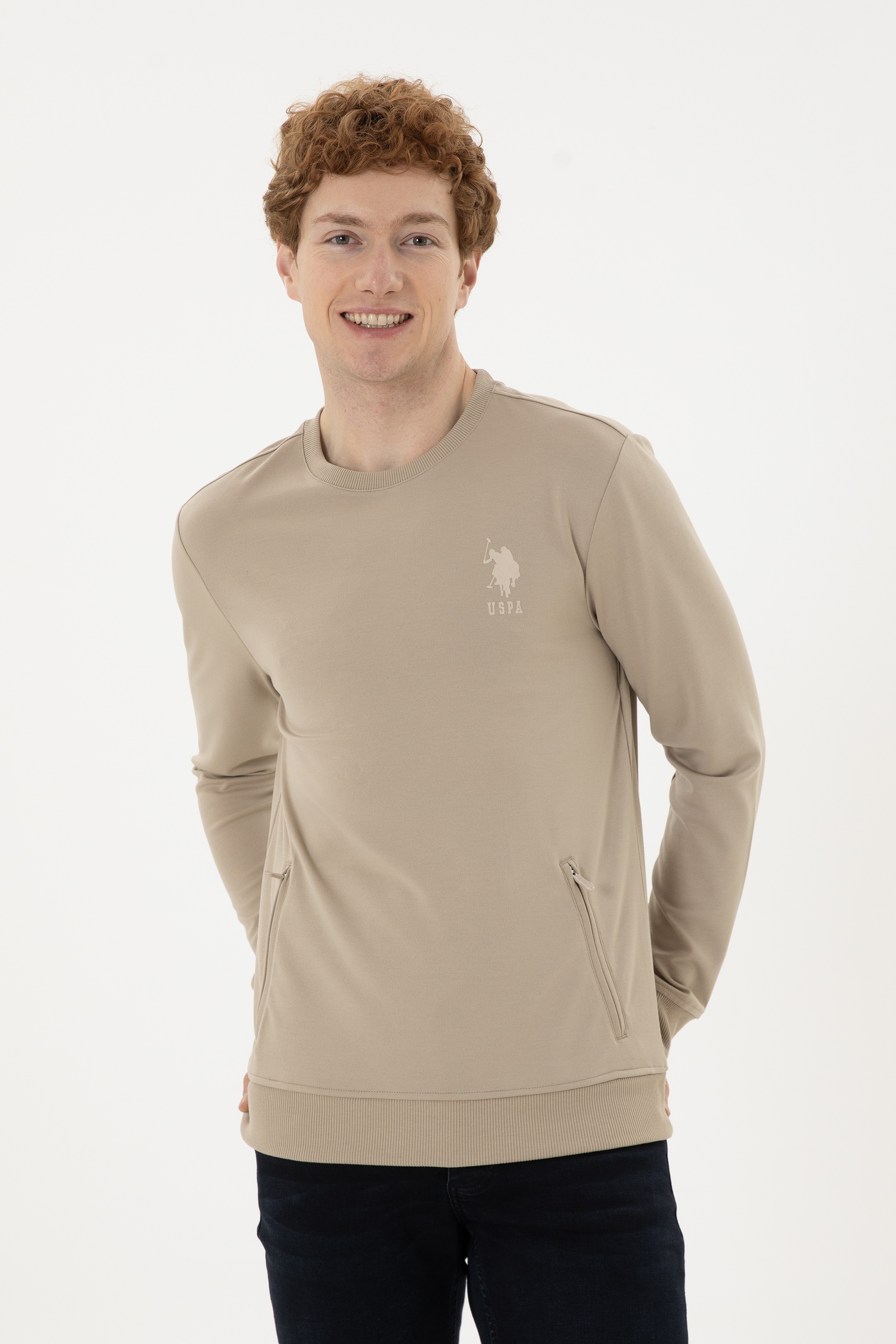 Erkek Açık Haki Sweatshirt - Image 1