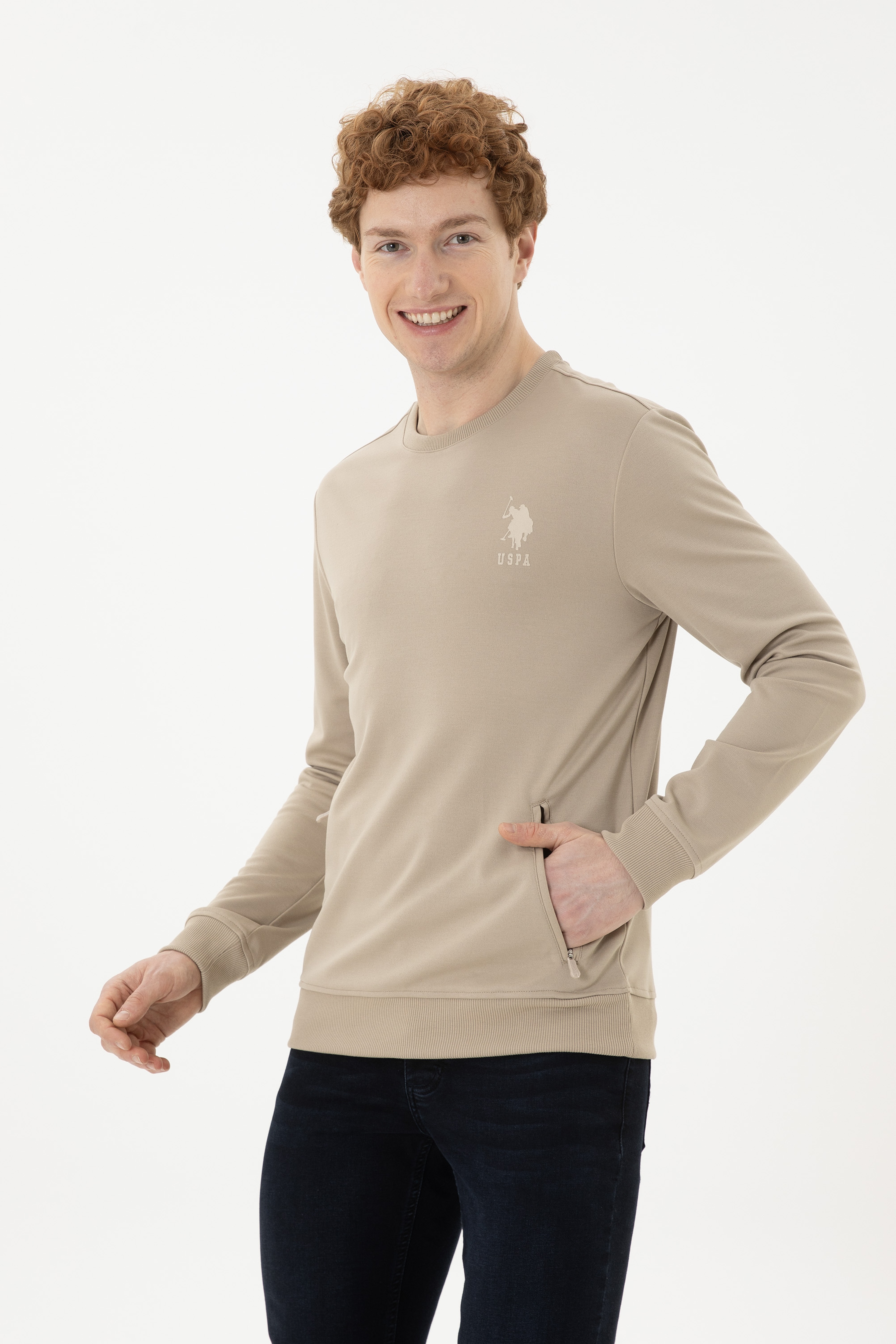 Erkek Açık Haki Sweatshirt
