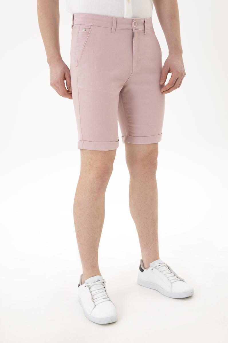 Erkek Pembe Dokuma Şort