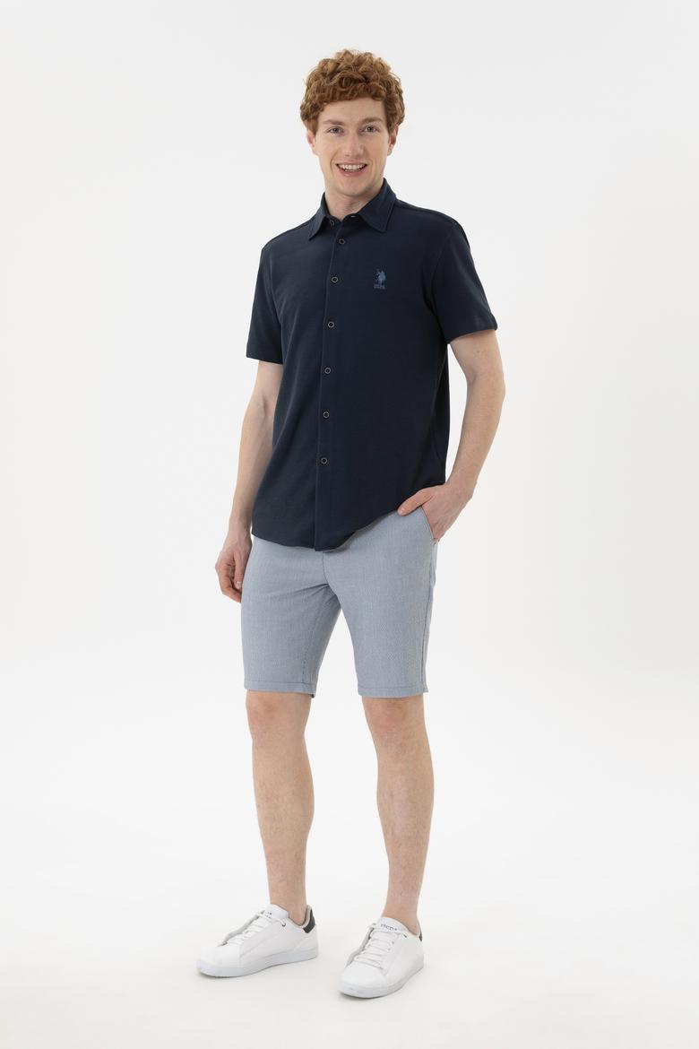 Erkek Mavi Dokuma Şort