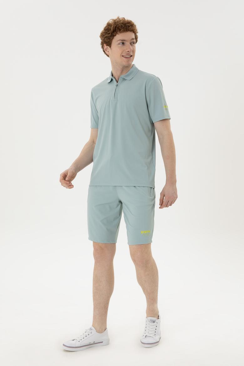 Erkek Regular Fit Polo Yaka Su Yeşili Tişört - 50282246026