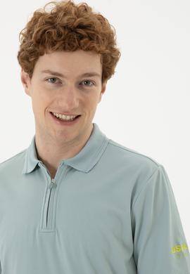 Erkek Regular Fit Polo Yaka Su Yeşili Tişört - 50282246026