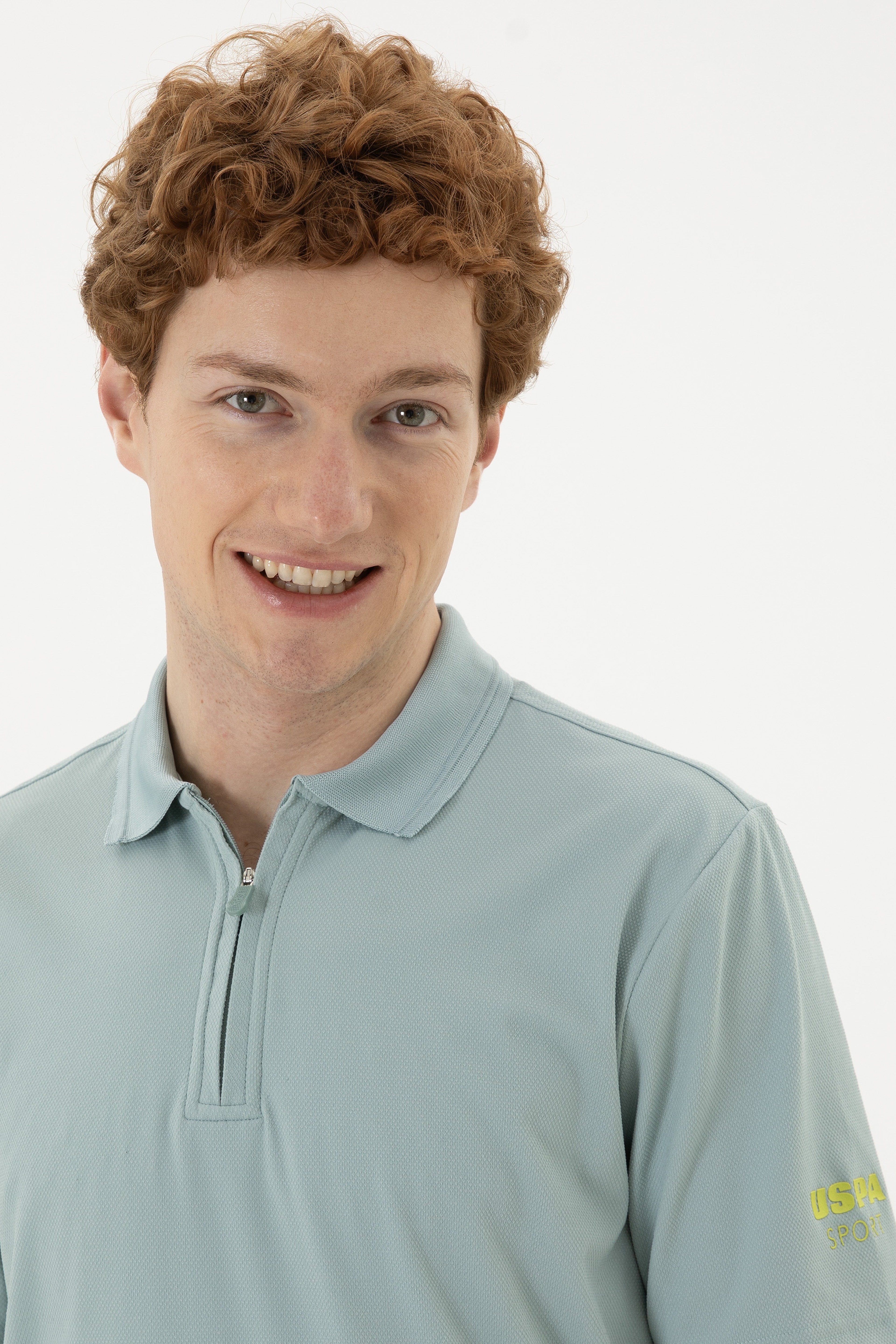 Erkek Regular Fit Polo Yaka Su Yeşili Tişört - Image 2