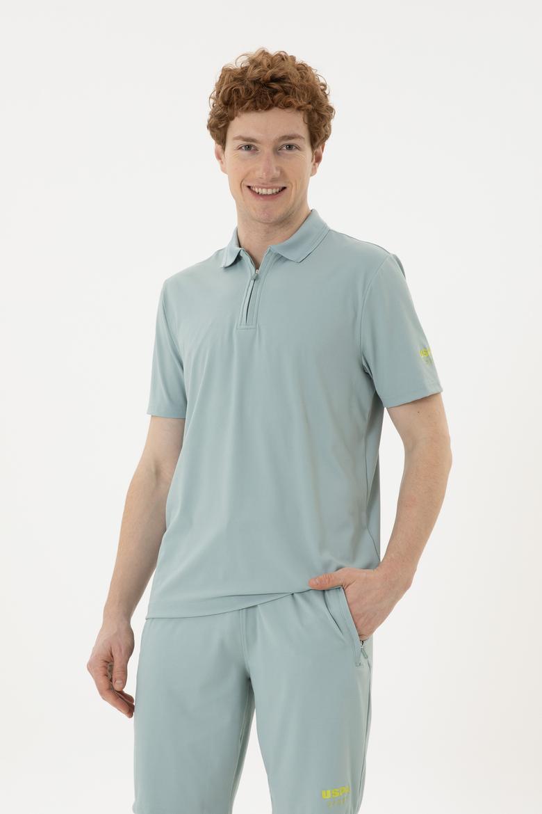 Erkek Regular Fit Polo Yaka Su Yeşili Tişört