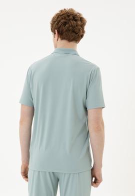 Erkek Regular Fit Polo Yaka Su Yeşili Tişört - 50282246026