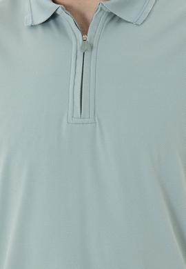 Erkek Regular Fit Polo Yaka Su Yeşili Tişört - 50282246026