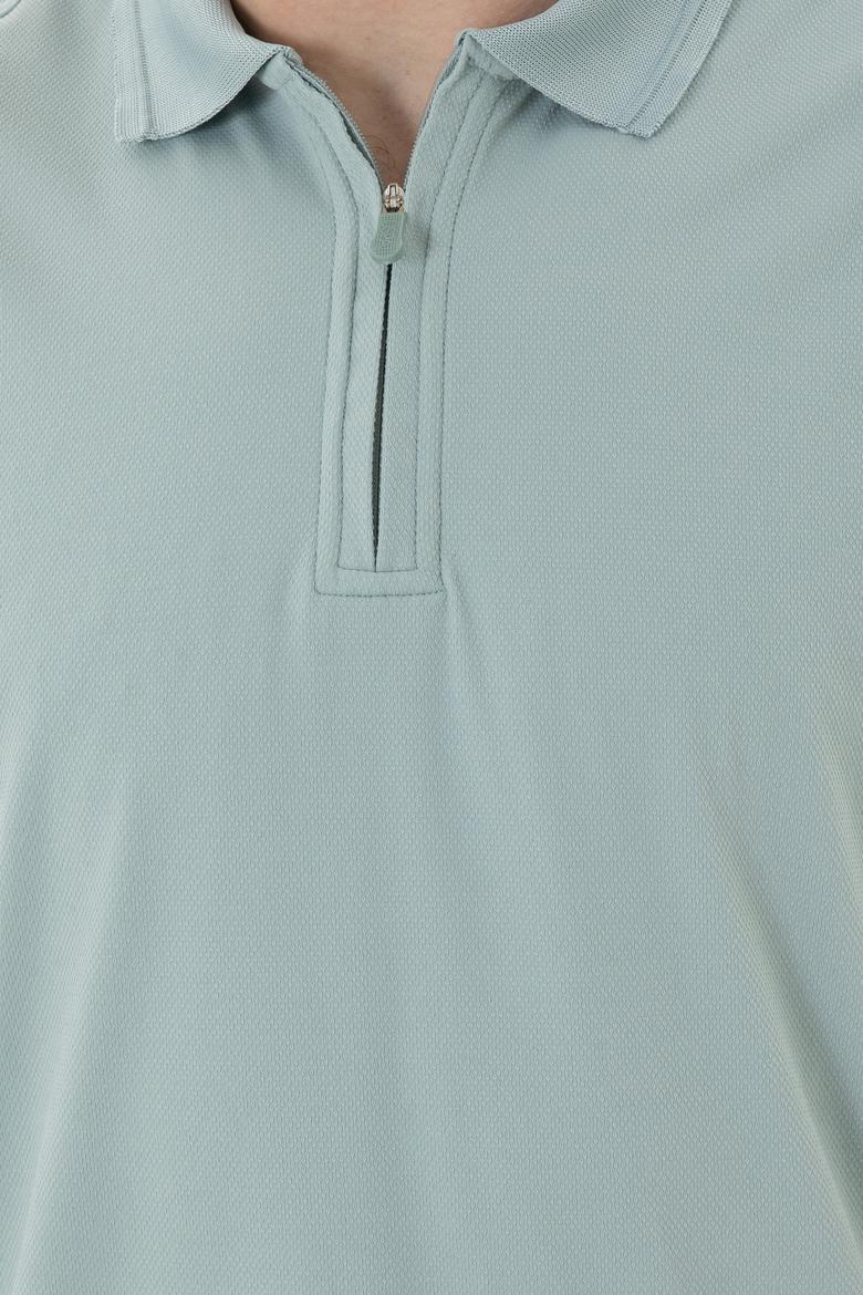 Erkek Regular Fit Polo Yaka Su Yeşili Tişört - 50282246026