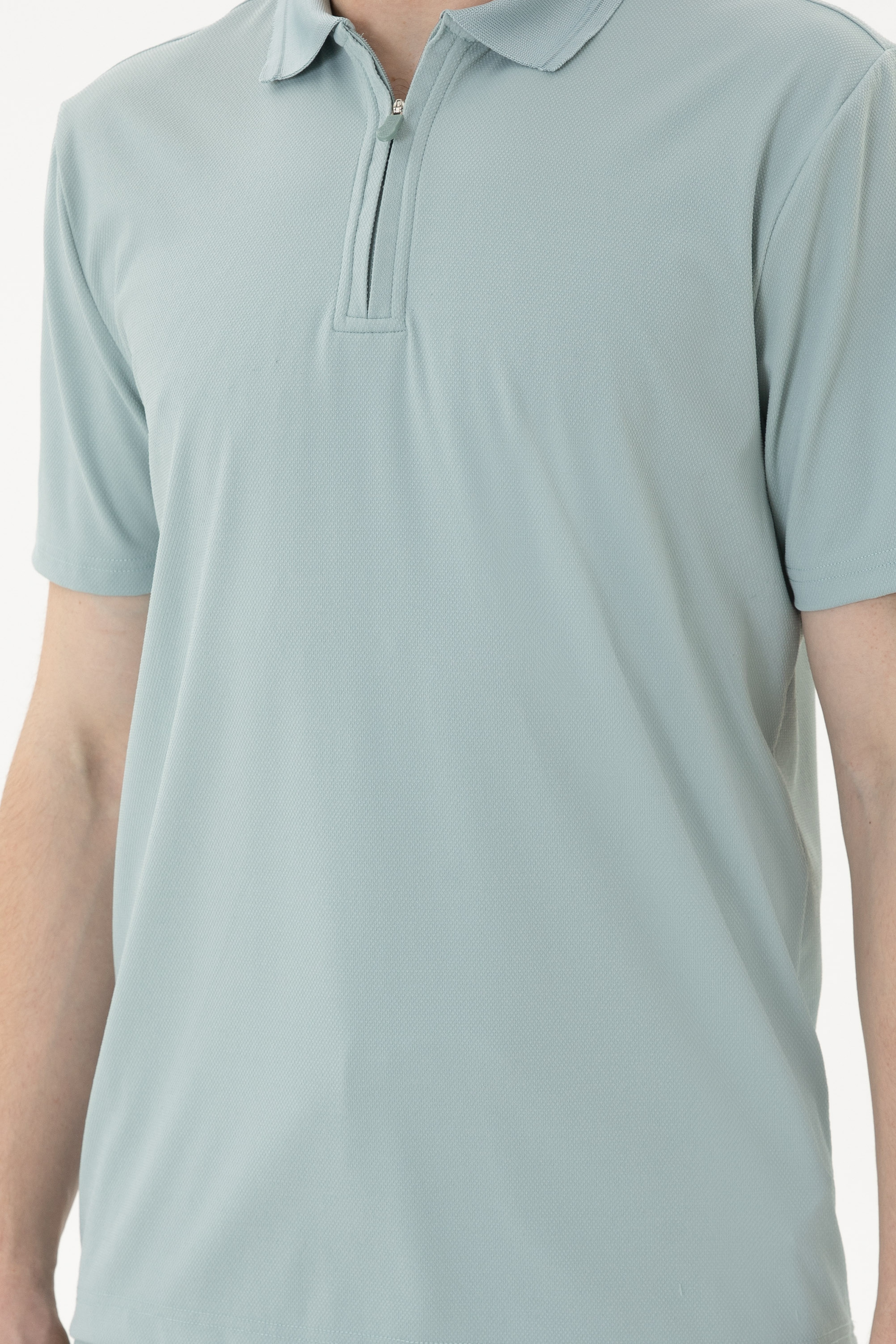 Erkek Regular Fit Polo Yaka Su Yeşili Tişört