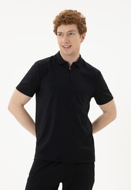 Erkek Regular Fit Polo Yaka Siyah Tişört - 50282246036