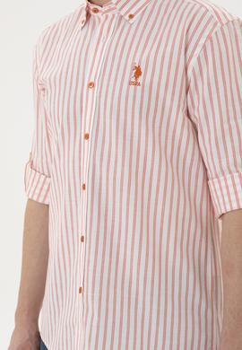 Erkek Kırmızı Çizgili Beyaz Gömlek - 50282859003