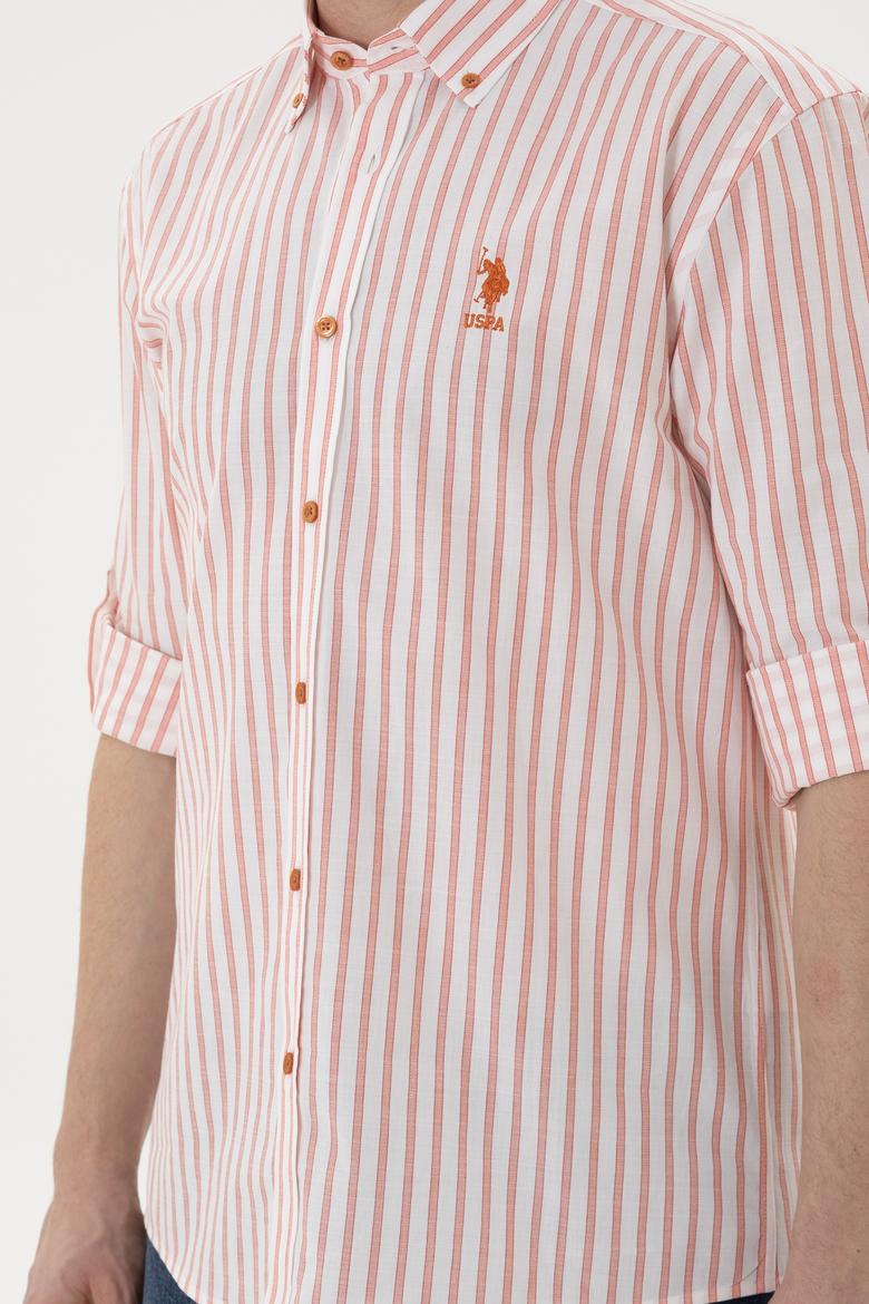 Erkek Kırmızı Çizgili Beyaz Gömlek - 50282859003
