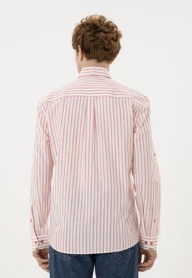 Erkek Kırmızı Çizgili Beyaz Gömlek - 50282859003