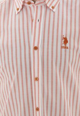 Erkek Kırmızı Çizgili Beyaz Gömlek - 50282859003
