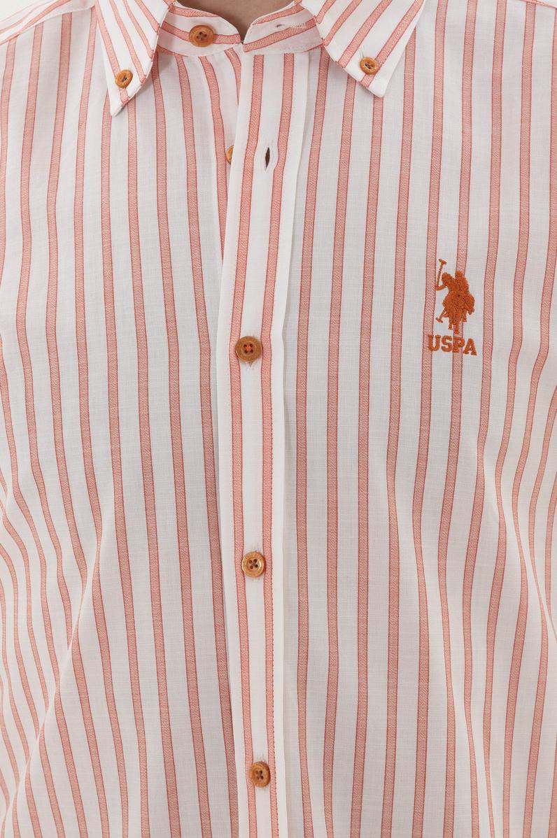 Erkek Kırmızı Çizgili Beyaz Gömlek