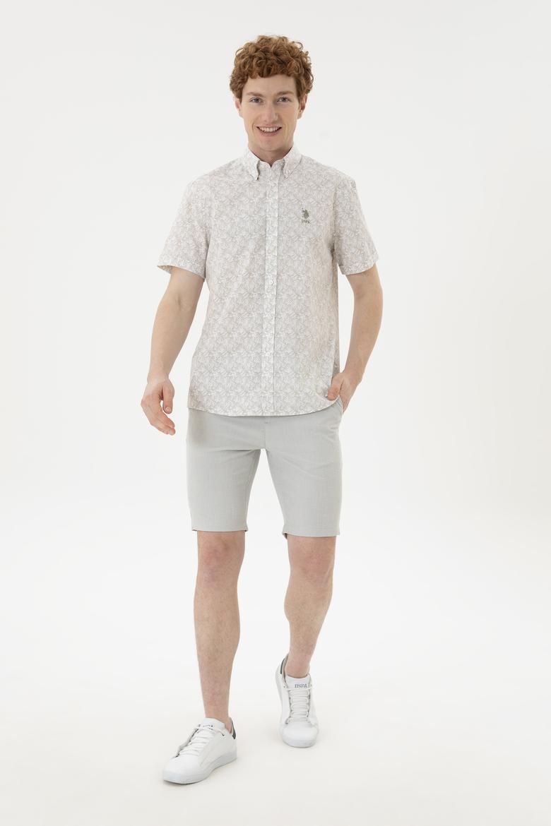 Erkek Açık Haki Kısa Kollu Gömlek - 50282880025