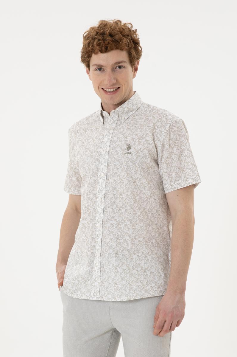 Erkek Açık Haki Kısa Kollu Gömlek