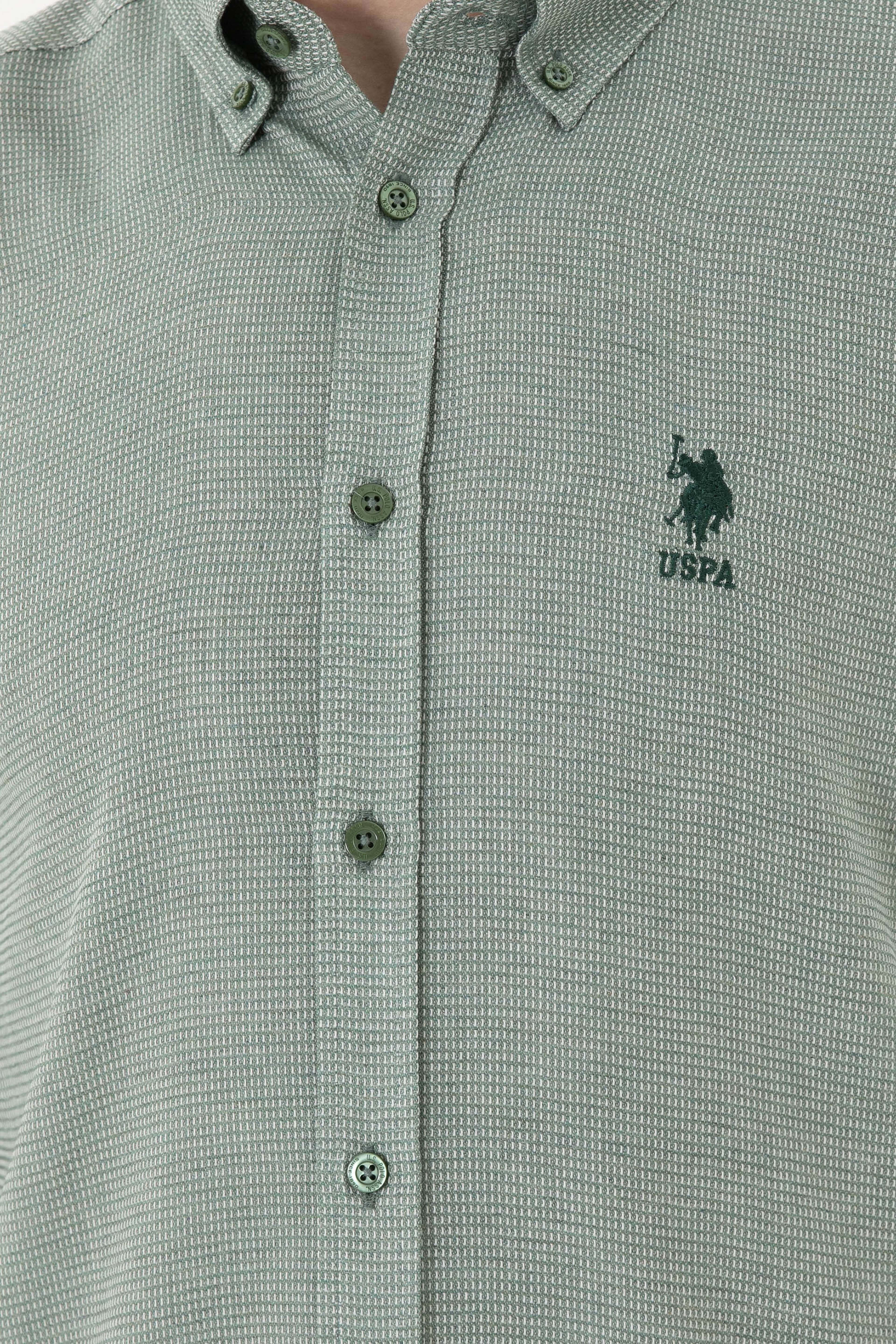 Erkek Yeşil Uzun Kollu Gömlek - Image 7