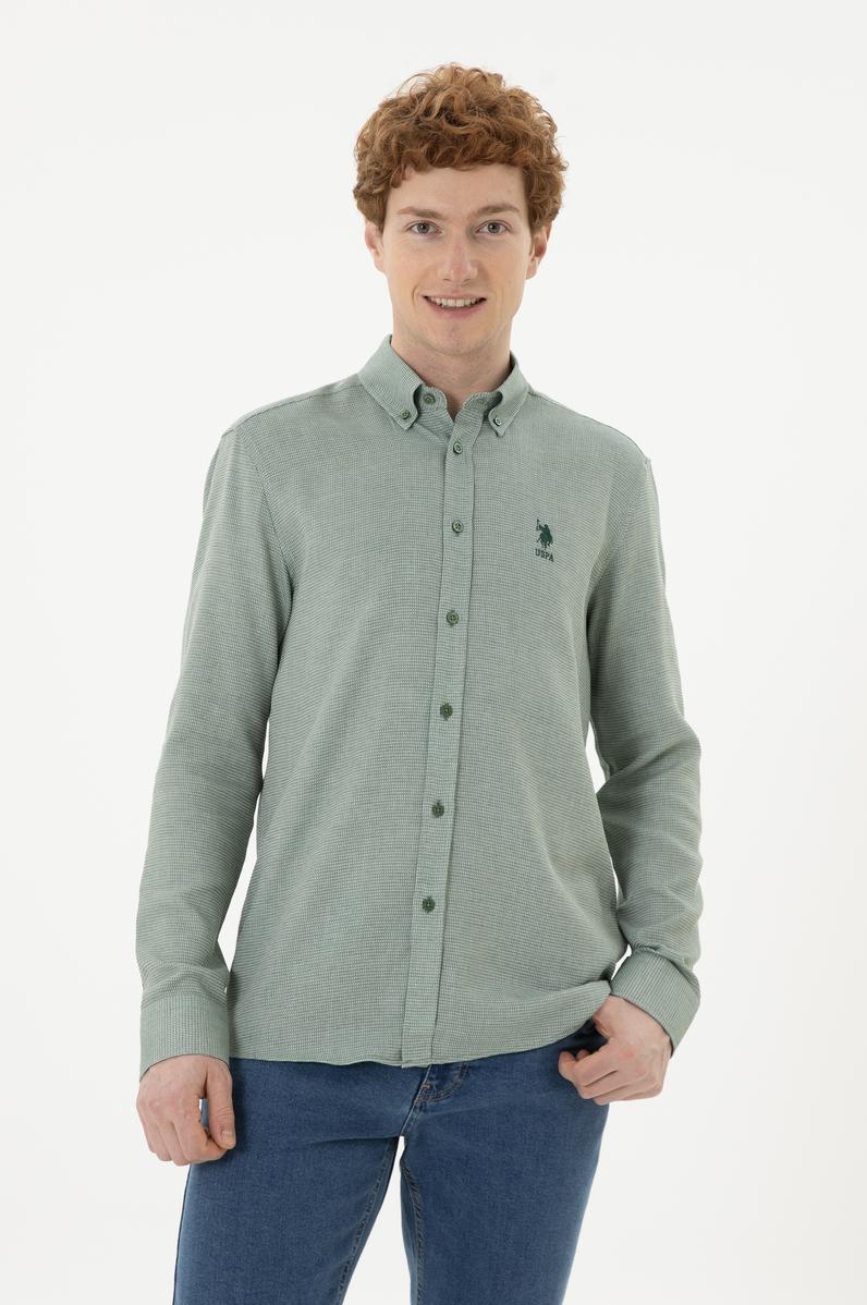 Erkek Yeşil Uzun Kollu Gömlek