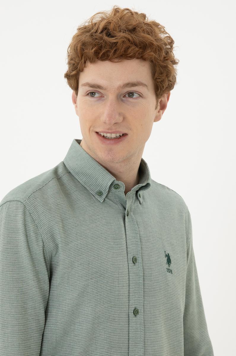 Erkek Yeşil Uzun Kollu Gömlek