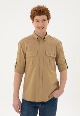 Erkek Haki Uzun Kollu Gömlek - 50283796014