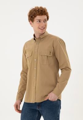 Erkek Haki Uzun Kollu Gömlek - 50283796014