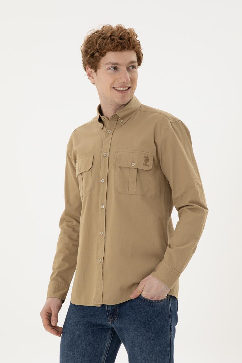 Erkek Haki Uzun Kollu Gömlek - 50283796014