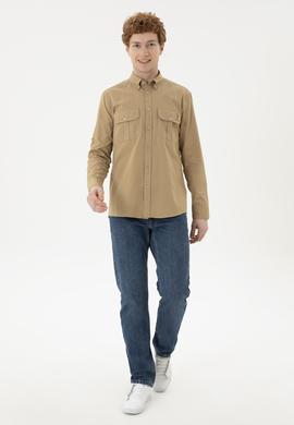 Erkek Haki Uzun Kollu Gömlek - 50283796014