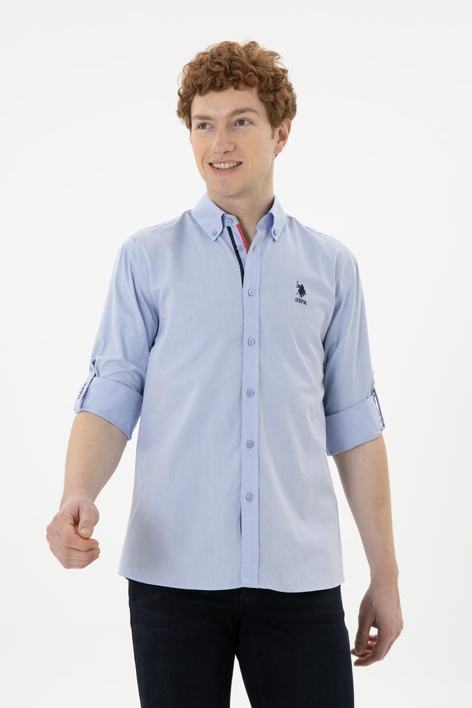 Erkek Mavi Uzun Kollu Gömlek