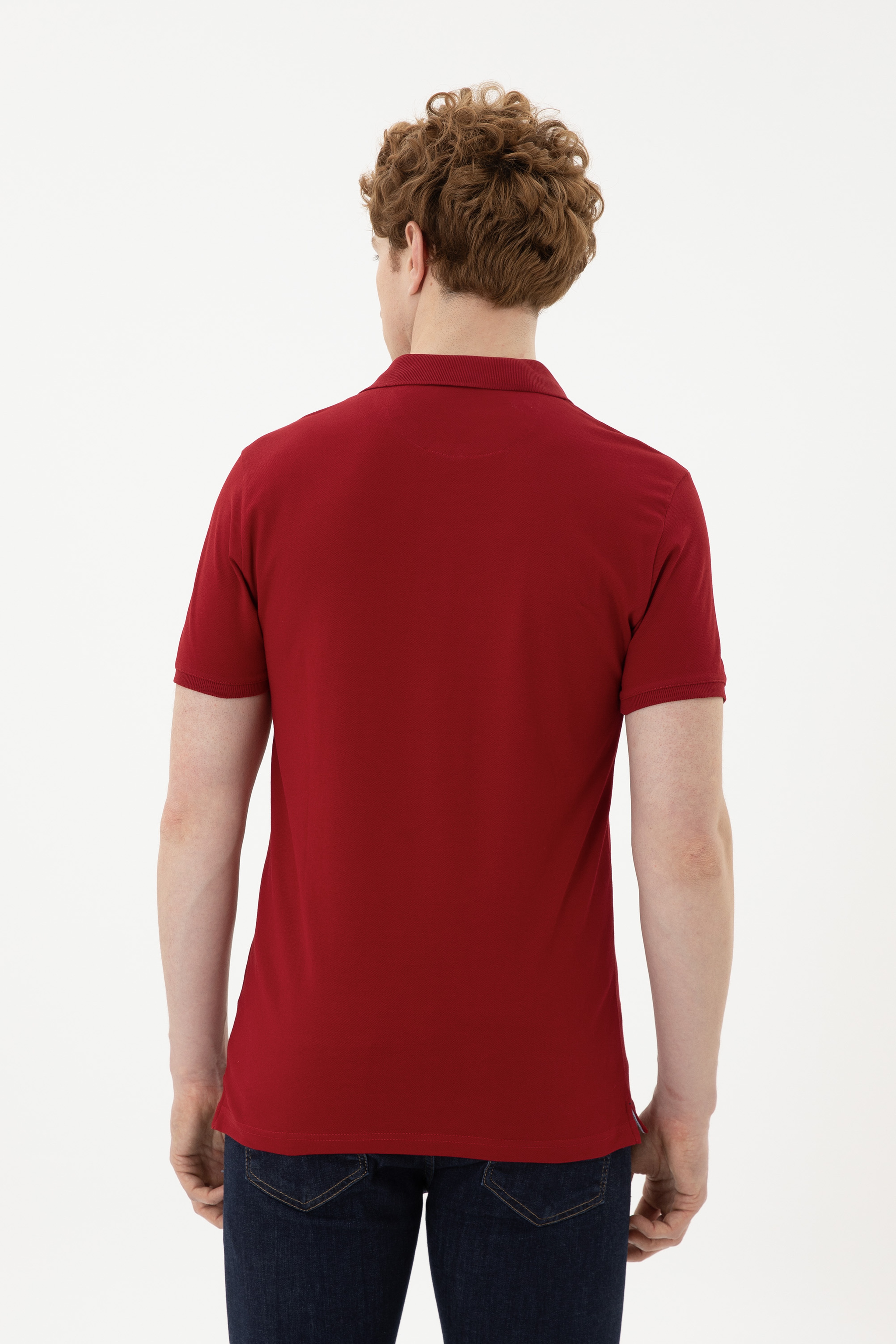 Erkek Bordo Basic Tişört - Image 5