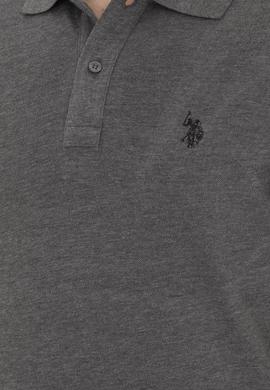 Erkek Slim Fit Polo Yaka Antrasit Melanj Basic Tişört - 50279573021