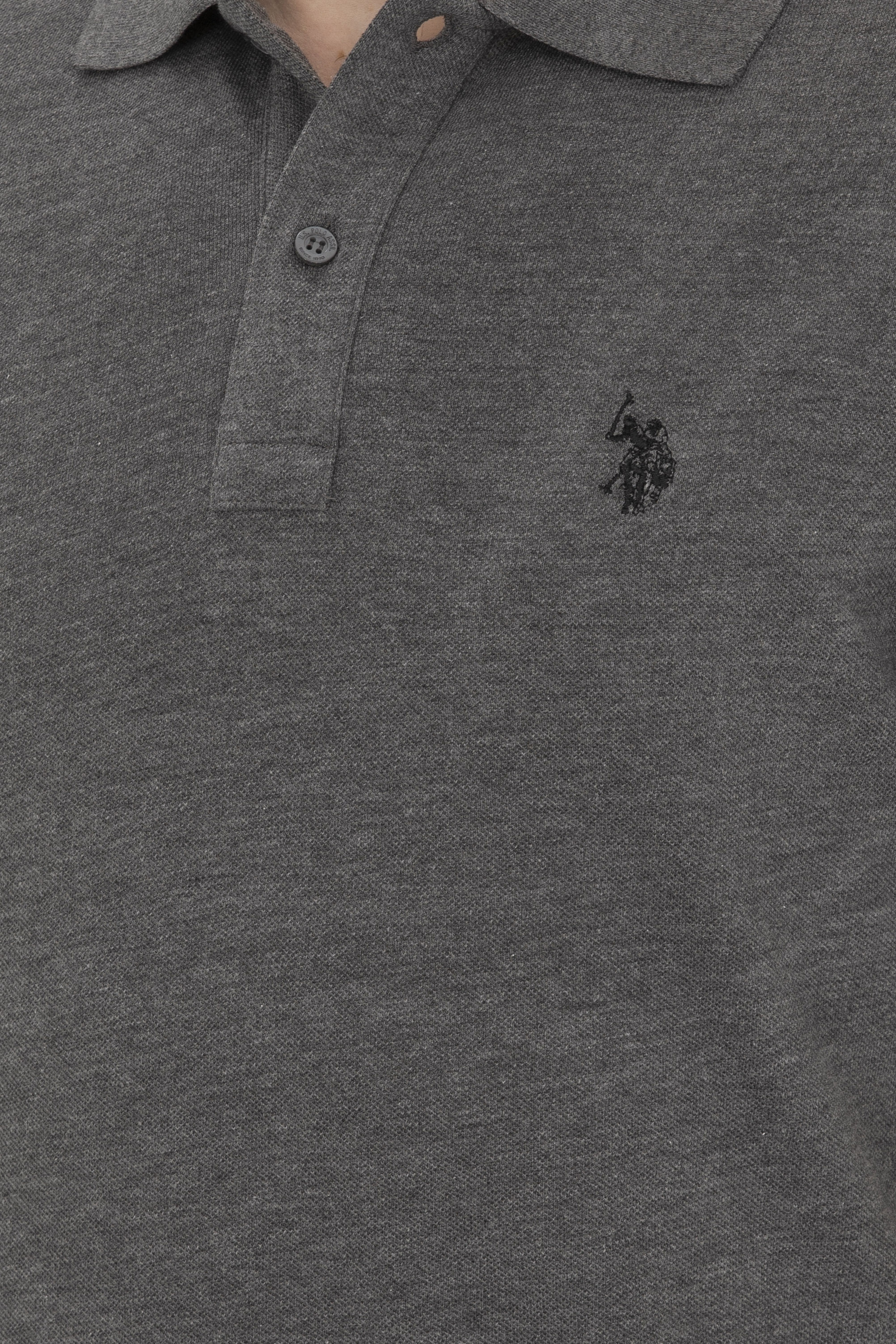 Erkek Slim Fit Polo Yaka Antrasit Melanj Basic Tişört - Image 7