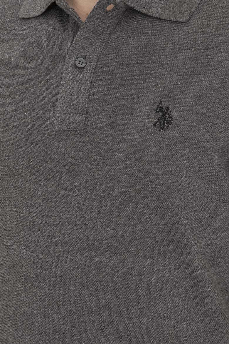 Erkek Slim Fit Polo Yaka Antrasit Melanj Basic Tişört - 50279573021