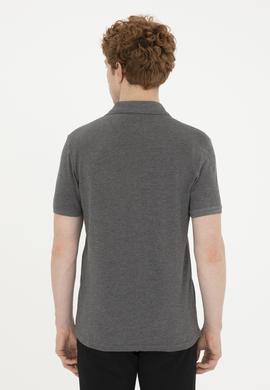 Erkek Slim Fit Polo Yaka Antrasit Melanj Basic Tişört - 50279573021