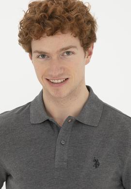 Erkek Slim Fit Polo Yaka Antrasit Melanj Basic Tişört - 50279573021