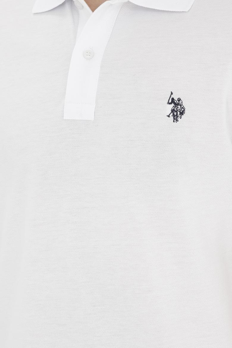 Erkek Slim Fit Polo Yaka Beyaz Basic Tişört - 50279573051