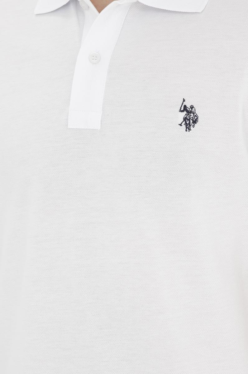 Erkek Slim Fit Polo Yaka Beyaz Basic Tişört