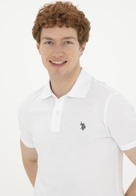 Erkek Slim Fit Polo Yaka Beyaz Basic Tişört - 50279573051